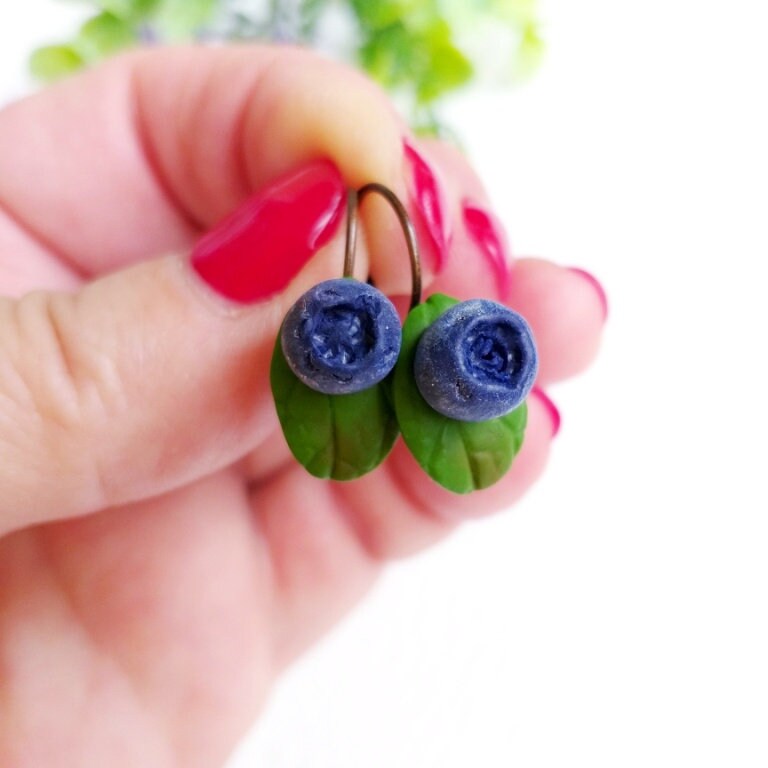 Blueberry earring Berries earring Clay berry jewelry Etsy