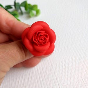 Flower ring, Red flower ring, Polymer clay ring, Gift for her