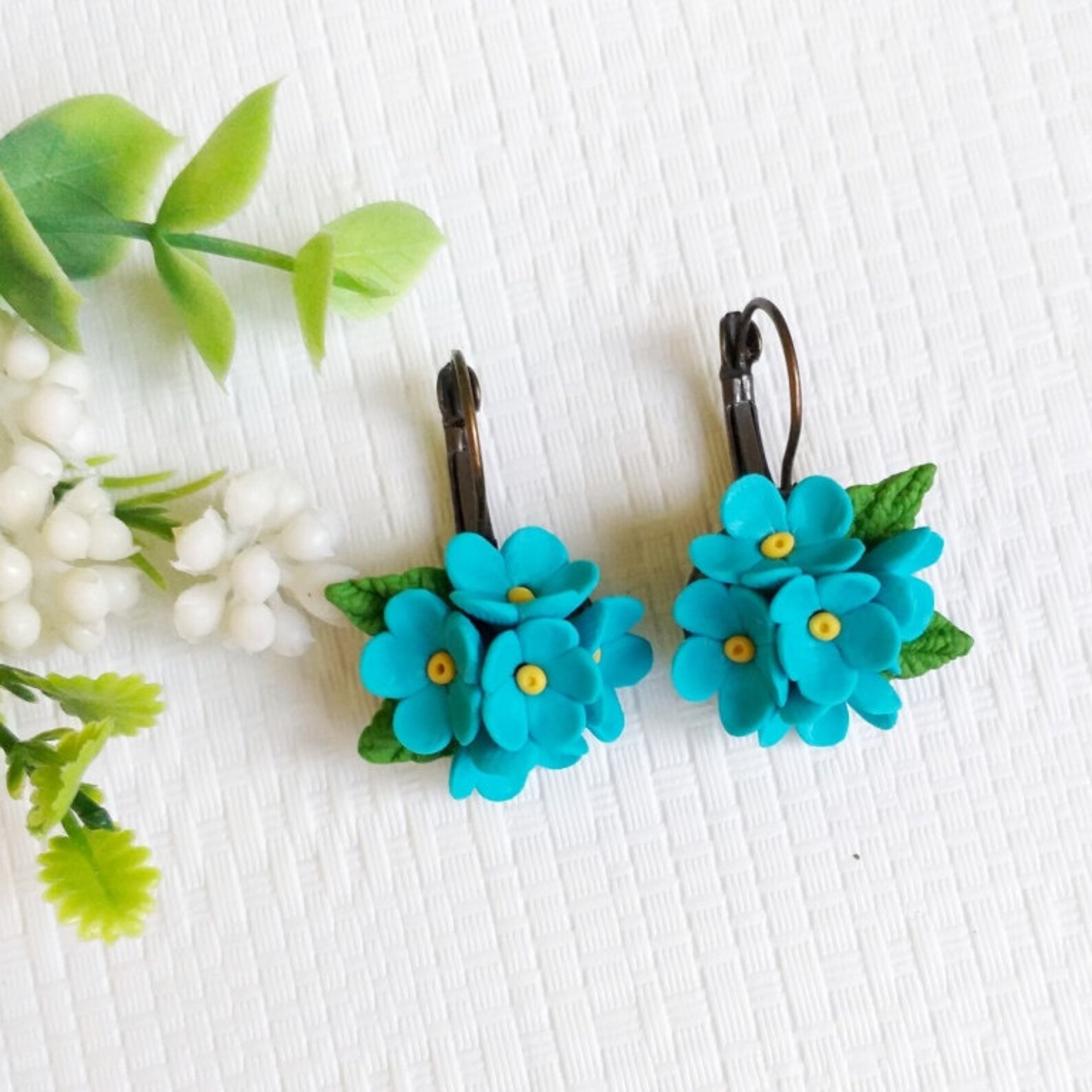 Forget-me-not Earrings Polymer Clay Flowers Flower | Etsy