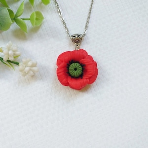 Collana Papavero Rosso - Collana Fiore Rosso - Gioielli Papavero - Regalo festa della Mamma