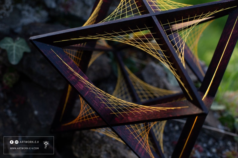 Merkaba 72 knots Astroid string art Stellated Octahedron Flower of Life Sacred geometry Solid Platonic image 3