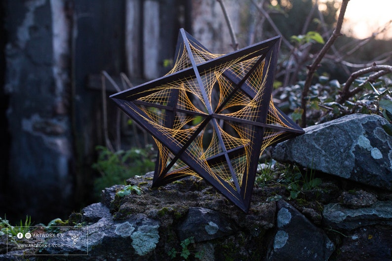 Merkaba 72 knots Astroid string art Stellated Octahedron Flower of Life Sacred geometry Solid Platonic image 4