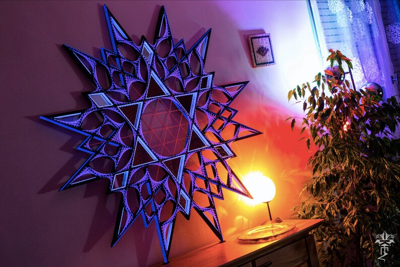 Ciervo Dx Arte De Cuerda 12 Espejos Geometria Sagrada Etsy