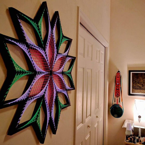 Origin Sx UV Wall Sculpture — Archived Artwork | String art, sacred geometry, psychedelic, wall art, home decor, mandala, Blacklight