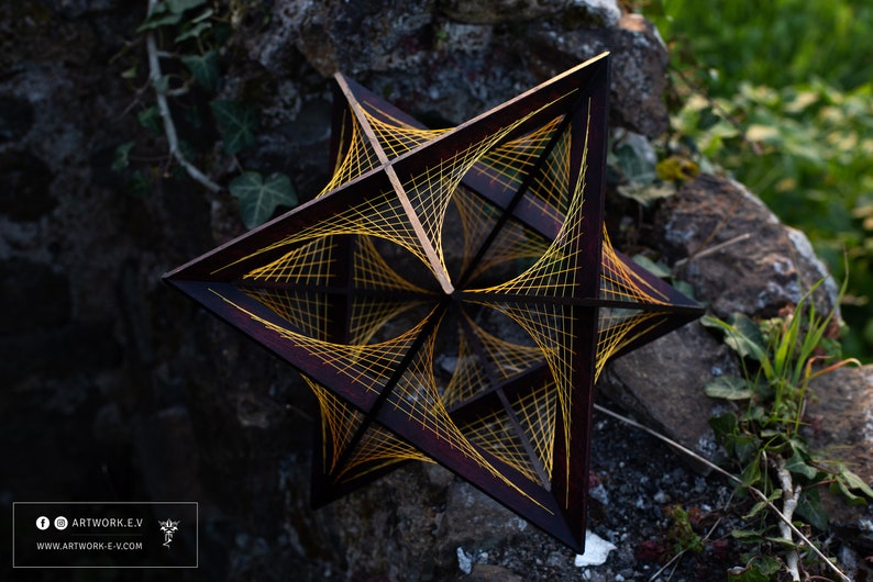 Merkaba 72 knots Astroid string art Stellated Octahedron Flower of Life Sacred geometry Solid Platonic image 1