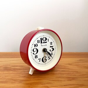 Vintage red alarm clock Vytyaz. Table Alarm clock. Vintage alarm clock. Working Vintage clock. retro home decor. antique Alarm clock image 1