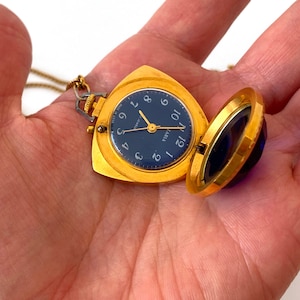 Vintage women&#39;s watch. Pendant watch necklace. dainty Gold plated watch. Antique pendant watch. ladies pendant small watch &quot;Zaria&quot;