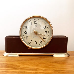 Vintage clock &quot;Mayak&quot; 11 jewels. Old Table clock. Vintage table clock. Vintage clock. clock. Antique woodedClock