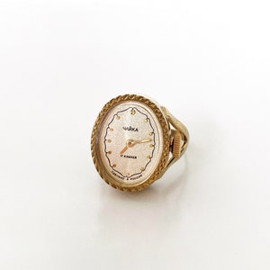 Womens watches, Ring watch, finger ring watch, Gold plated watch with awesome dial, Women watch Mechanical watch "Chaika" 80s