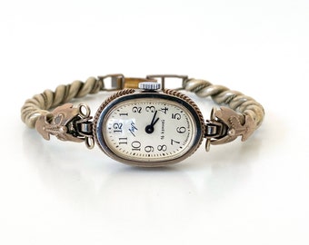 女性用腕時計、上品なシルバーカクテルウォッチ、女性用ヴィンテージ腕時計、母への贈り物、繊細な女性用腕時計、ブレスレットウォッチ