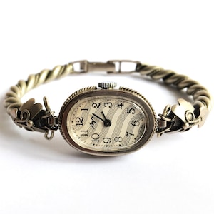 Vintage women's watch Silver Women watch Mechanical watch white clock face watch - women's wrist ladies  - girl Gift idea