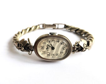 Vintage women's watch Silver Women watch Mechanical watch white clock face watch - women's wrist ladies  - girl Gift idea