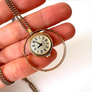 Vintage gold watch. Pendant watch necklace. Mother's day gift. Gold plated watch. Antique pendant watch. ladies pendant watch "Slava"
