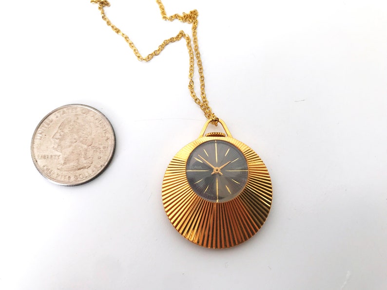 Vintage gold watch. Pendant watch necklace. Mother's day gift. Gold plated watch. Antique pendant watch. ladies pendant watch Slava image 2