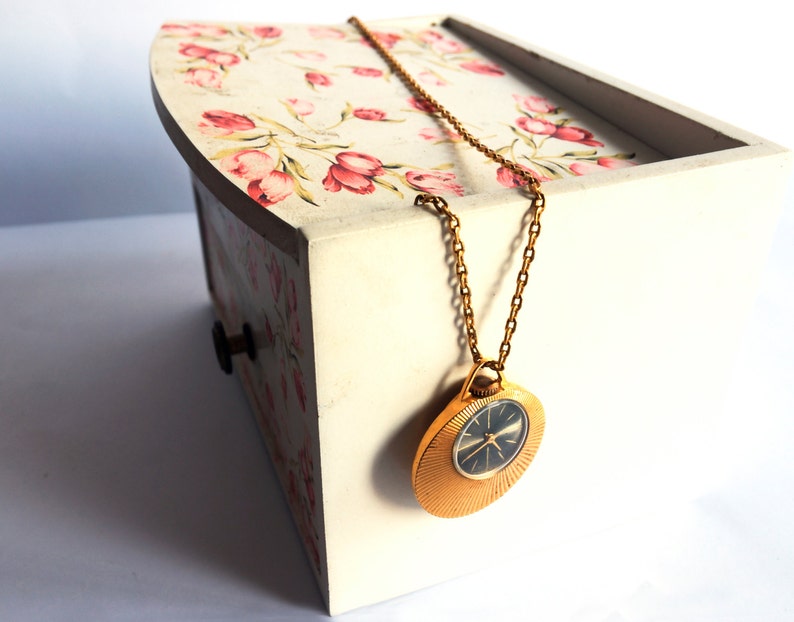 Vintage gold watch. Pendant watch necklace. Mother's day gift. Gold plated watch. Antique pendant watch. ladies pendant watch Slava image 5