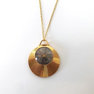 Vintage gold watch. Pendant watch necklace. Mother&#39;s day gift. Gold plated watch. Antique pendant watch. ladies pendant watch &quot;Slava&quot;