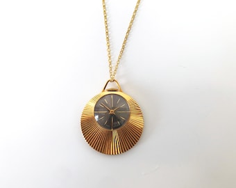 Vintage gold watch. Pendant watch necklace. Mother's day gift. Gold plated watch. Antique pendant watch. ladies pendant watch "Slava"