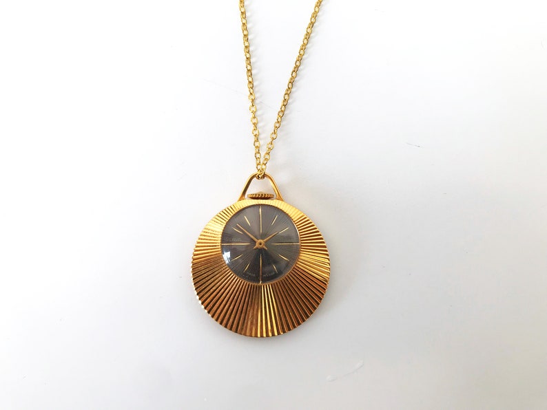 Vintage gold watch. Pendant watch necklace. Mother's day gift. Gold plated watch. Antique pendant watch. ladies pendant watch Slava image 1