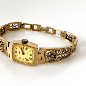 Women's gold watch. Women's vintage watch, Women's mechanical watch, tiny wrist women watch Luch, Dainty golden watch image 4