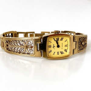 Women's gold watch. Women's vintage watch, Women's mechanical watch, tiny wrist women watch Luch, Dainty golden watch image 2