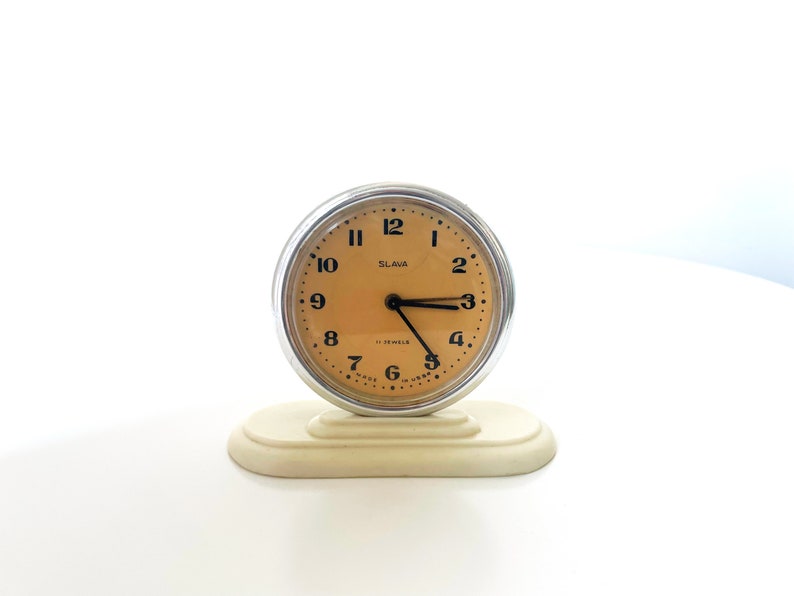 Vintage alarm clock Slava. Table Alarm clock. Old alarm clock. Working Vintage clock. Alarm clock. Mechanical alarm watch with 11 jewels image 3