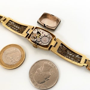 Women's gold watch. Women's vintage watch, Women's mechanical watch, tiny wrist women watch Luch, Dainty golden watch image 7