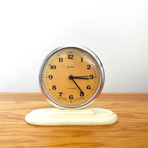 Vintage alarm clock Slava. Table Alarm clock. Old alarm clock. Working Vintage clock. Alarm clock. Mechanical alarm watch with 11 jewels image 1