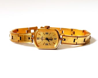 Gold Vintage Uhr Damen Armbanduhr Uhr. Vintage Damenuhr, Zierliche gold Uhr, zierliche Uhr, kleine Uhr Chaika