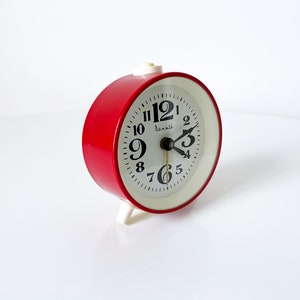 Vintage red alarm clock Vytyaz. Table Alarm clock. Vintage alarm clock. Working Vintage clock. retro home decor. antique Alarm clock image 4