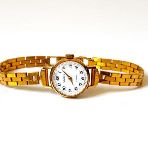 RARE Gold watch &quot;Chaika&quot; Gorgeous tiny, gold women&#39;s watch with unsual closure and wristlet, great gift idea for her, women&#39;s wrist watch