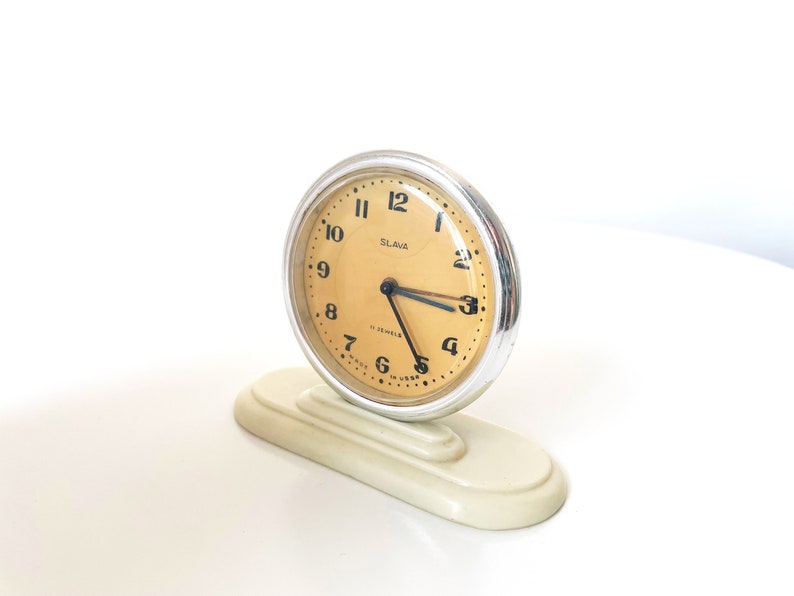 Vintage alarm clock Slava. Table Alarm clock. Old alarm clock. Working Vintage clock. Alarm clock. Mechanical alarm watch with 11 jewels image 5