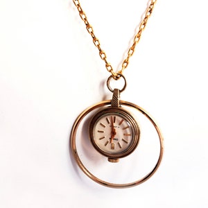 Gold plated Necklace watch Vintage Gold Pendant Watch Chaika Seagull with Gold chain Women&#39;s watch Vintage watch Great Gift For Her