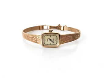 Reloj vintage para mujer CHAIKA, delicado reloj dorado, pequeño reloj para mujer, reloj mecánico, reloj de pulsera original funcional con joyas