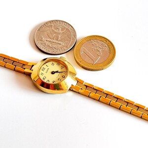 Vintage Women's watch, Gold vintage watch. retro mechanical watches Zarja, dainty gold watch. Vintage Mechanical watch. image 5