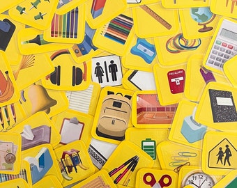 School Vocabulary for Speech Therapy Laminated Flashcards 60 Total