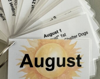 August Monthly Observances:  Social Skills and Memory Discussion Cards for Speech and Language Therapy Laminated Flashcards 40 Total