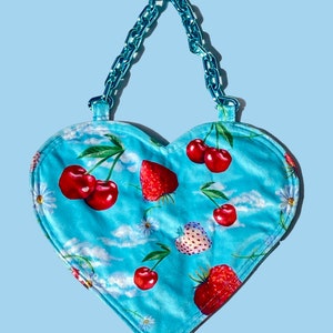 Strawberry & Cherry velvet mini heart bag image 2