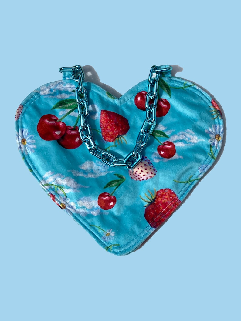 Strawberry & Cherry velvet mini heart bag image 1