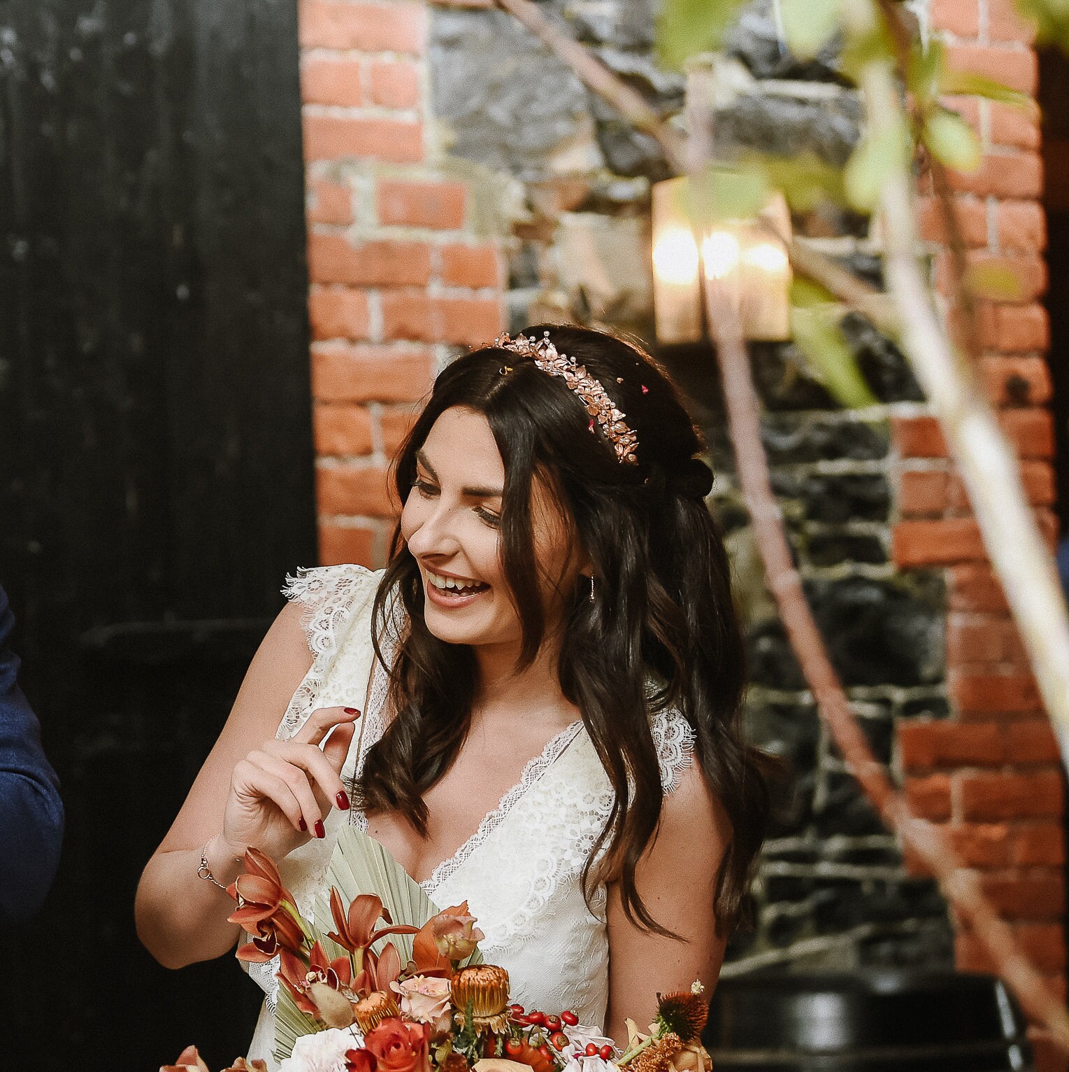 Rose Gold Wedding Hair Band Flower Leaf Hair Band Floral Head Band