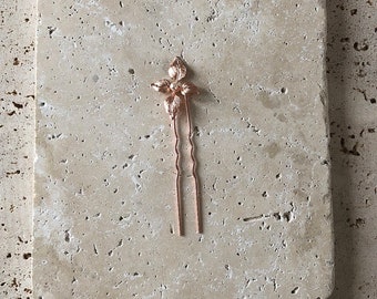 Set of Five Rose Gold Wedding Hair Pins, Leaf Flower Wedding Hair Pins, Bridal Hair Accessory, Bridesmaid Hair Accessory, Freshwater Pearls