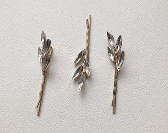 Crystal Hair Pins, Sparkly Hair Slides, Crystal Leaf Hair Clips, Women Hair Accessories, Gold Sparkly Hair Pins, Gold Hair Slides