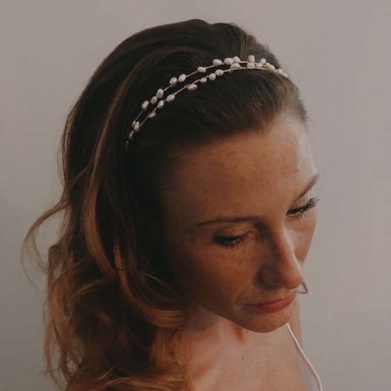 Handcrafted Freshwater Pearl Double Headband, Modern Hair  display picture 1