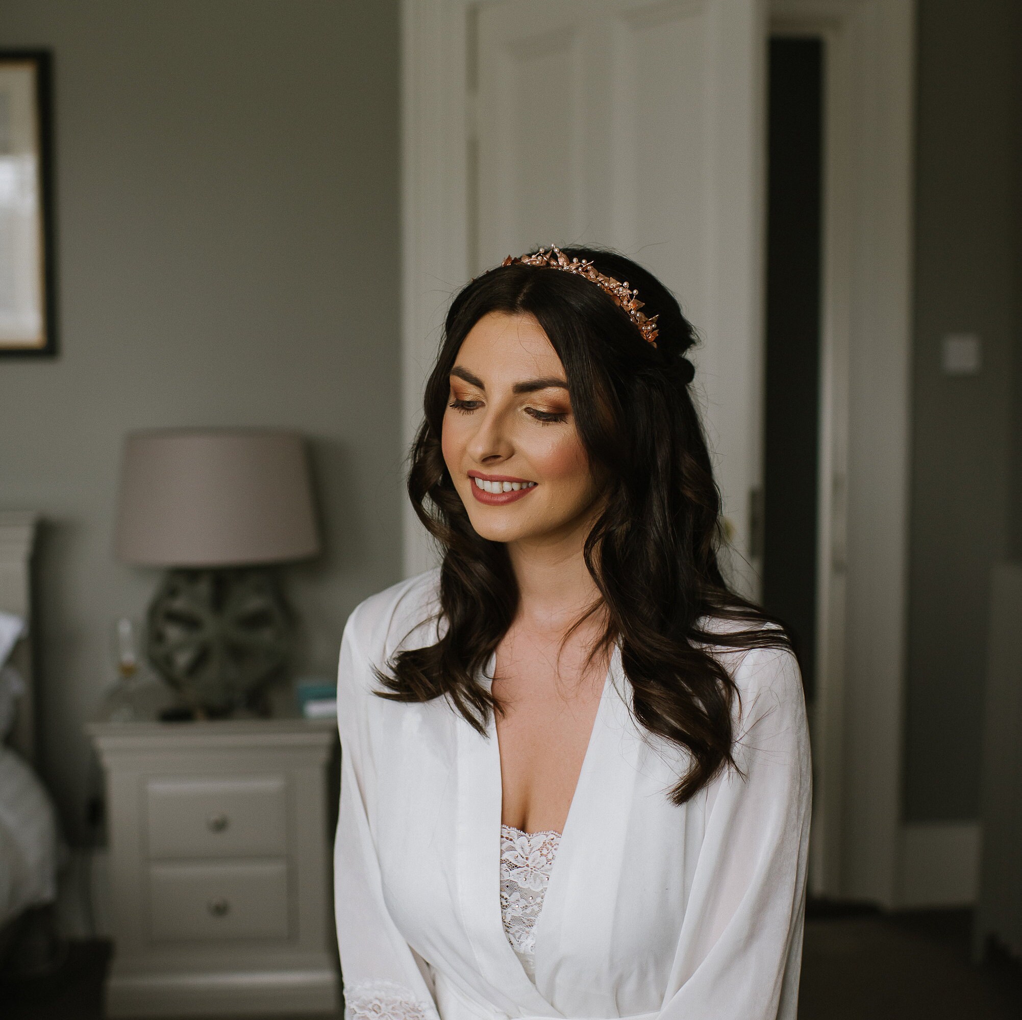 Rose Gold Wedding Hair Band Flower Leaf Hair Band Floral Head Band