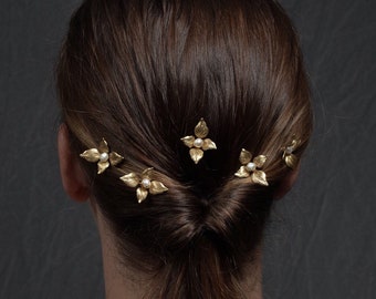 Épingles de cheveux de mariage d'or, accessoire de mariée pour la coiffure, glissades de cheveux de mariage de Boho, clips de cheveux de douche de mariée, fleurs d'accessoires de cheveux de partie de poule