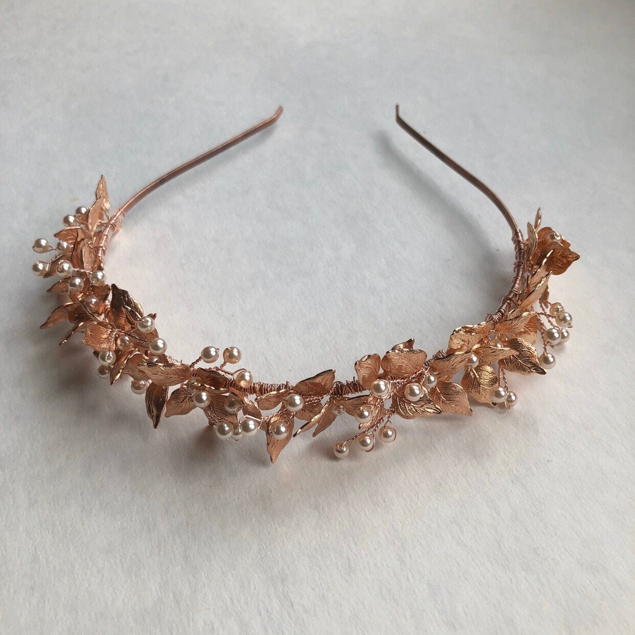 Rose Gold Wedding Hair Band Flower Leaf Hair Band Floral Head Band