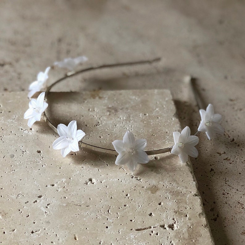 Floral Headband White Flower Wedding Headband Wedding Hair Accessory White Wedding Headband