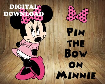 Minnie Mouse Pin Game, Pin the Tail on Minnie, Pin the Bow on Minnie, Minnie Pin Game, Minnie Mouse Birthday Game, Minnie Birthday, DIY