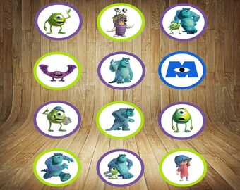 Monsters Inc Cupcake Toppers, Monsters Cupcake Toppers, Monsters Inc Stickers, Monsters Inc Favor, Monsters Inc Printable, Monsters Inc