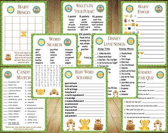 ALL 8 Games, Lion King Baby Shower Games, Lion King Baby Shower, Lion Guard Baby Shower, Lion King Game Bundle, Lion King Baby Shower Bundle