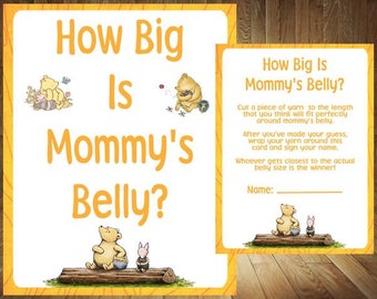 Pooh How Big Is Mommy's Belly, Pooh Baby Shower Game, Pooh Baby Shower, Classic Pooh Baby Shower Game, Pooh Yarn Game, Pooh Mommy's Belly